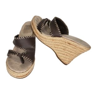 White Mt Wedge sandals Espadrille Toe Strap Sz 9.5